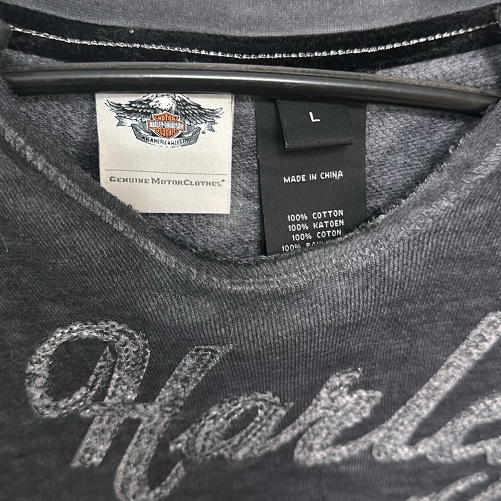 Harley-Davidson Black Distressed Script Logo Hoodie - Picture 2 of 5